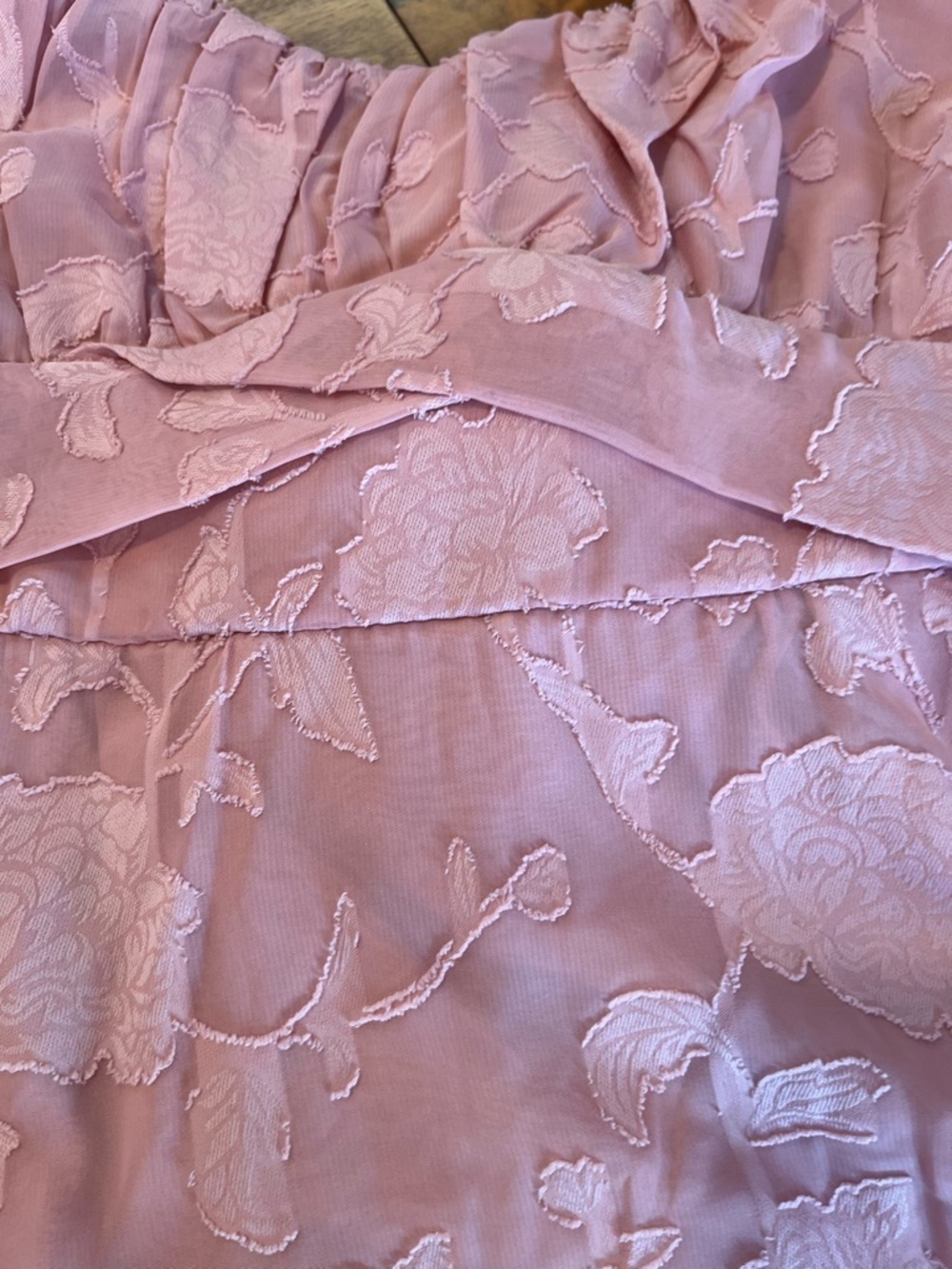 Thirty/Thirty Pink Flirty Textured Coquette Sweetheart Flowy Short Tie Bow Dress - Picture 7 of 10